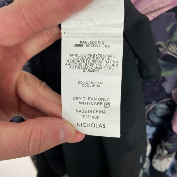 Nicholas 100% Silk Floral Square Neck Smocked Puff Sleeve Blouse Australia Top 6 - Picture 6 of 14